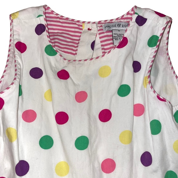 Maggie & Zoe Girls Sleeveless Polka Dot Sundress Fit & Flare Crinoline Size 7 - Picture 3 of 8